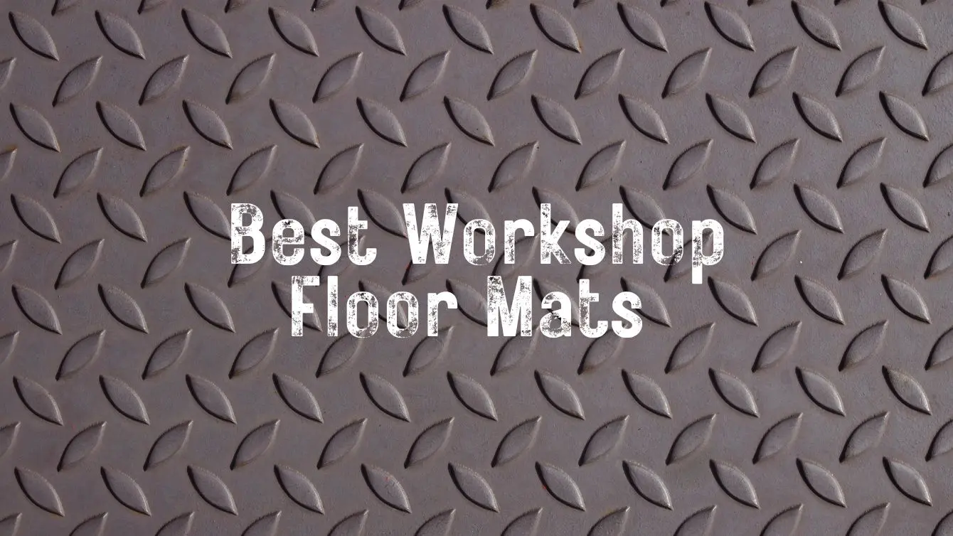 Simple diamond plate surface used as a background for the title Best Workshop Floor Mats.