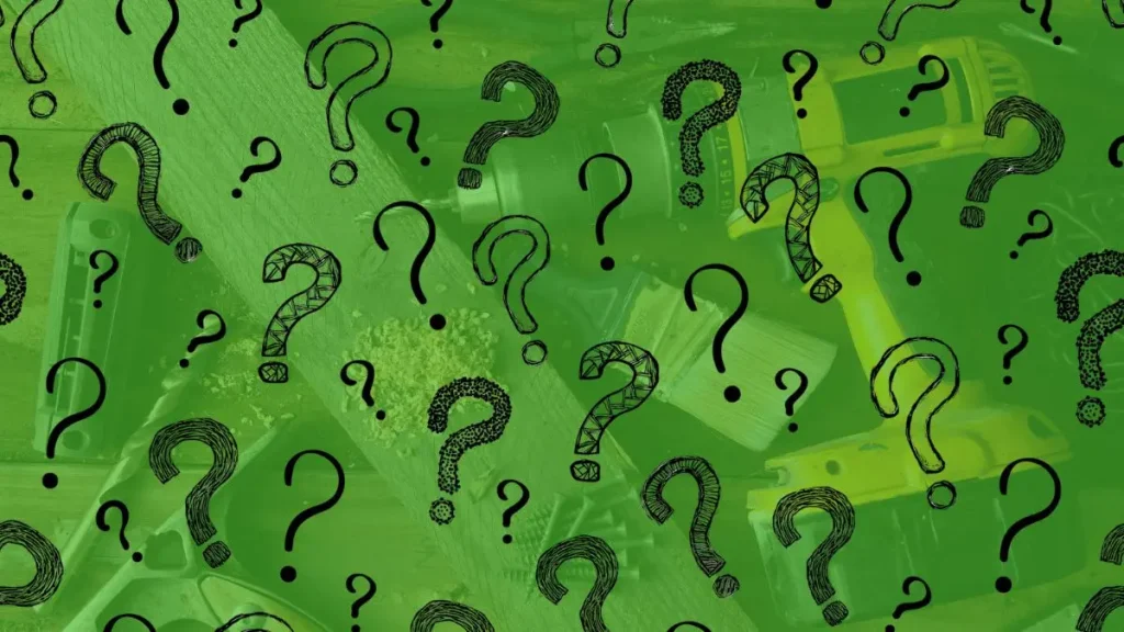 Green background filled with question marks suggesting common apartment woodworking questions.