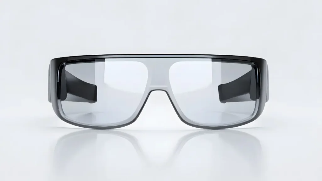 Clear safety glasses used for woodworking safety in a real shop.