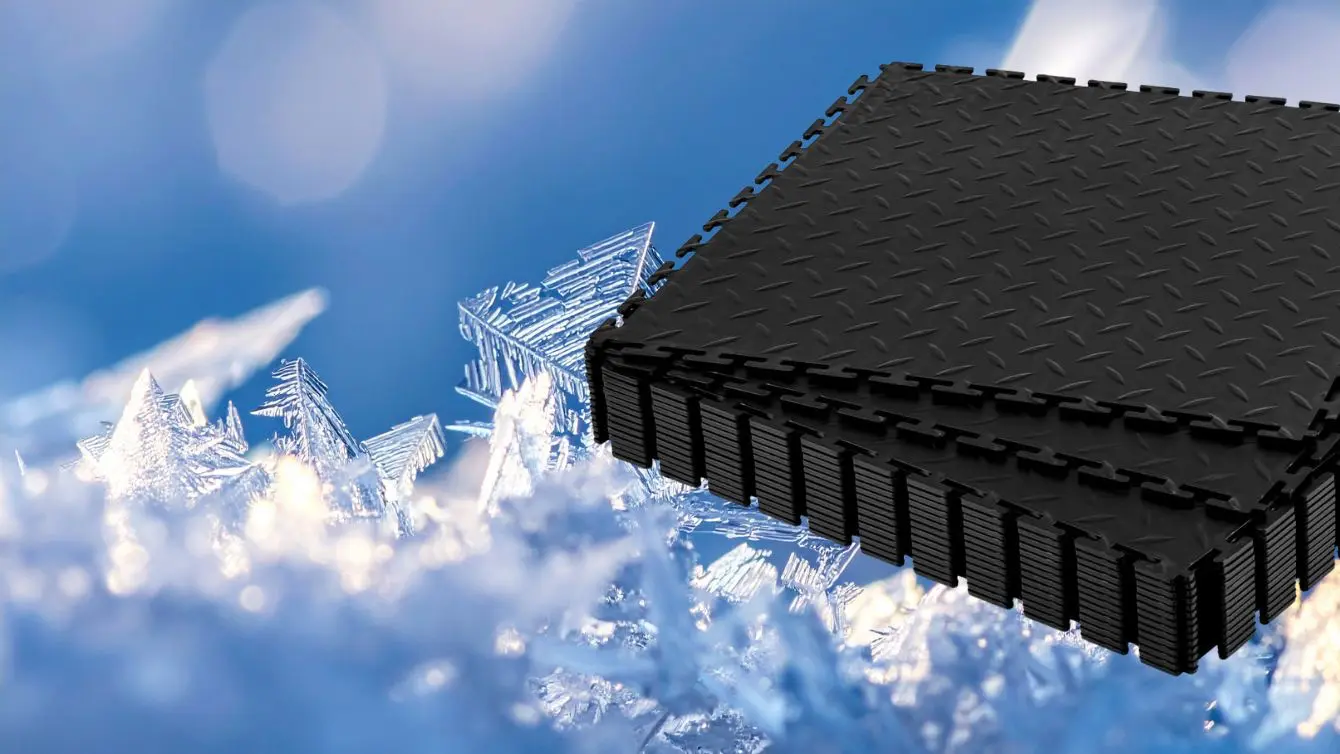Do Interlocking Floor Tiles Help with Cold Floors in a Workshop by creating a small barrier above frozen concrete